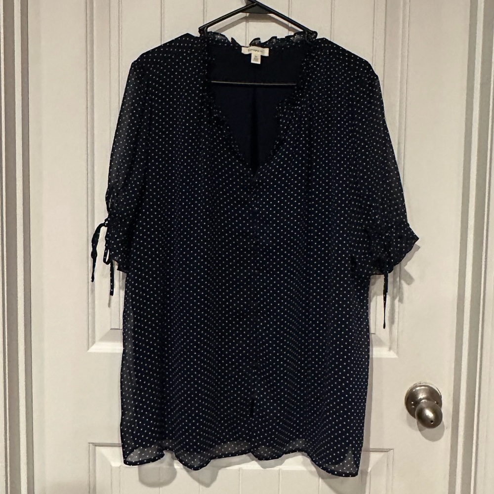 Tamara H Navy and White Dotted Blouse - Picture 2 of 6